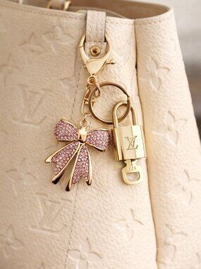 Louis Vuitton Gold Lock 🔒 Authentic LV Key + Unbranded Ribbon Bag Charm